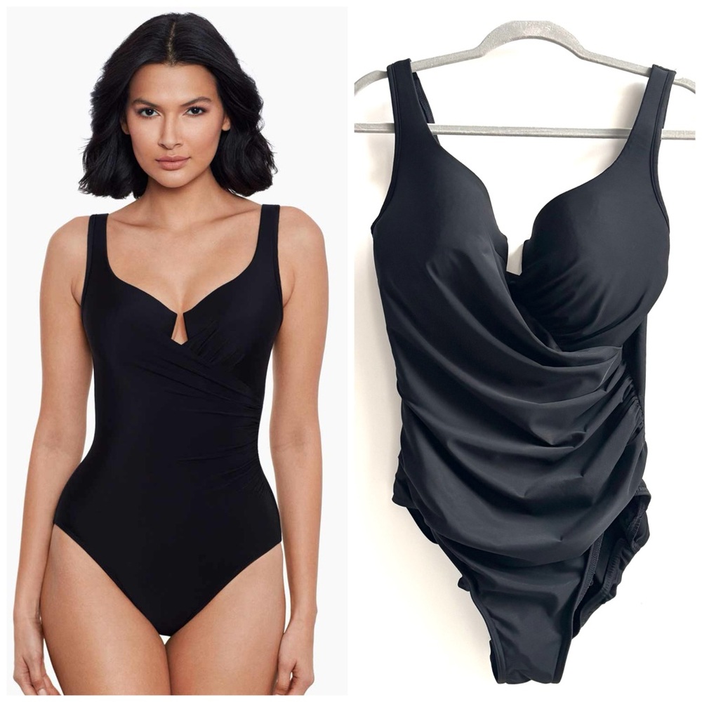 Miraclesuit Must Have Escape One Piece Swimsuit Size 16 Black